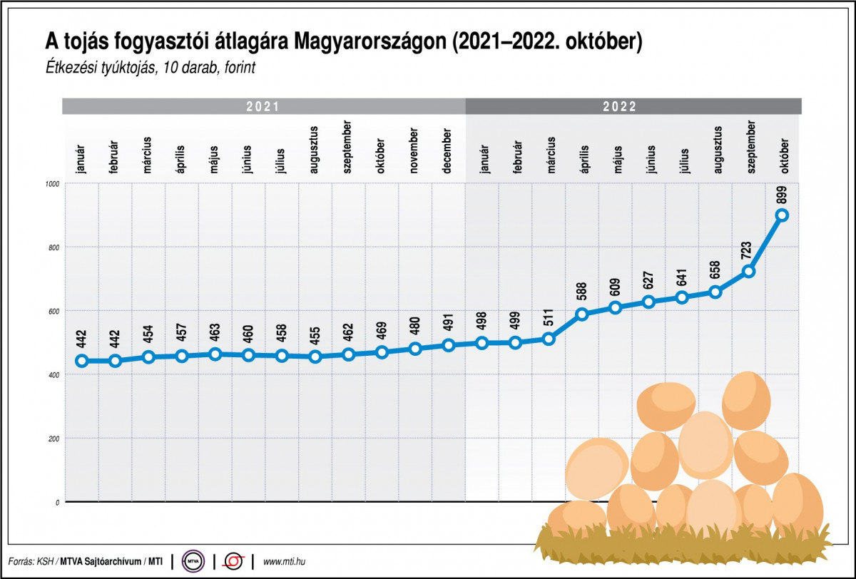 Tojás fogyasztói ára