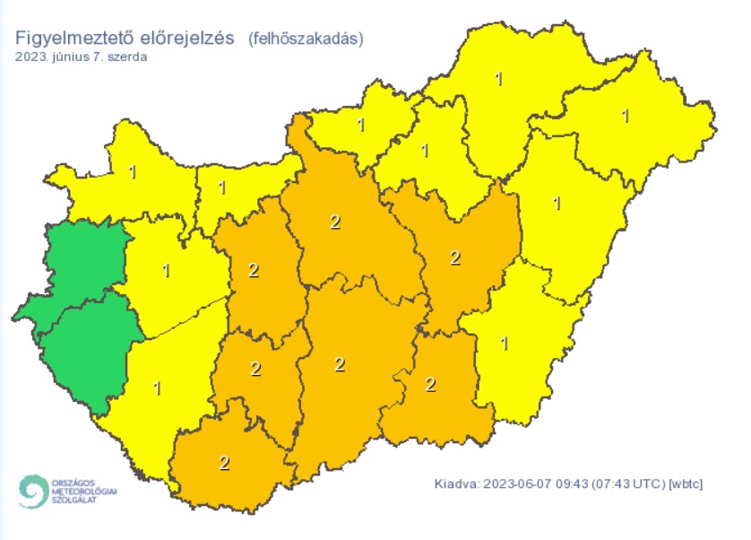 Felhőszakadás veszélyjelzés
