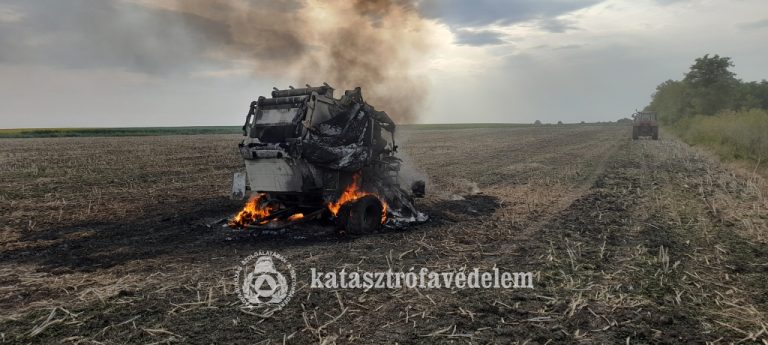 Kigyulladt egy munkagép