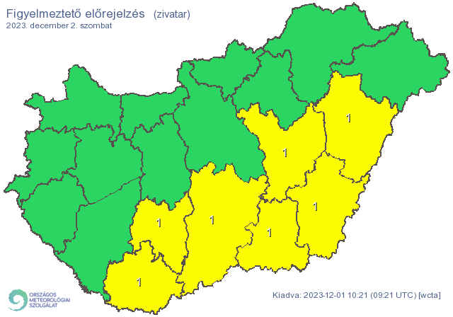 Zivatar veszélyjelzés