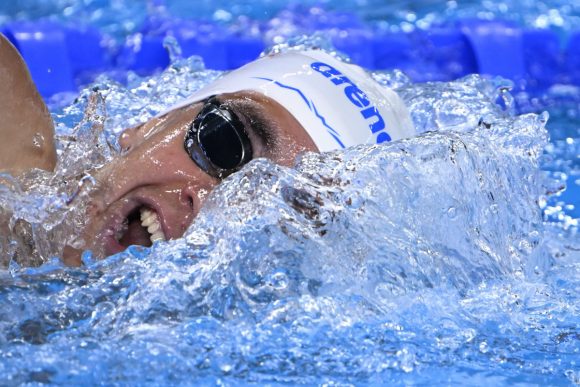 Doha, 2024. február 13. Betlehem Dávid a férfi 800 méteres gyorsúszás előfutamában a dohai vizes világbajnokságon 2024. február 13-án. MTI/Kovács Tamás