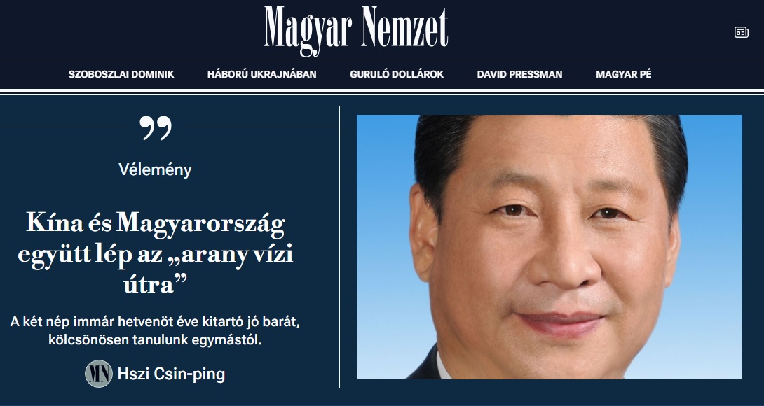 Hszi Csin-ping cikket írt a Magyar Nemzetbe
