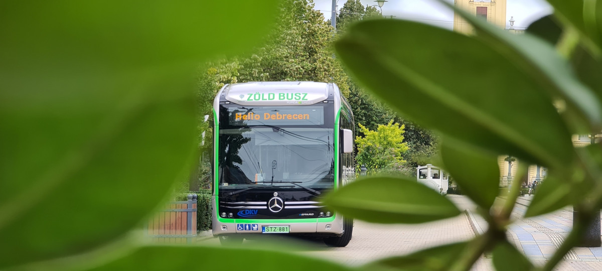 Zöld busz Debrecenben