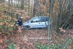 A fák között kötött ki az autó Debrecenben