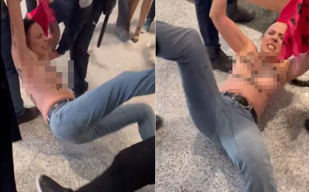 Félmeztelen aktivista orbánék rendezvényén