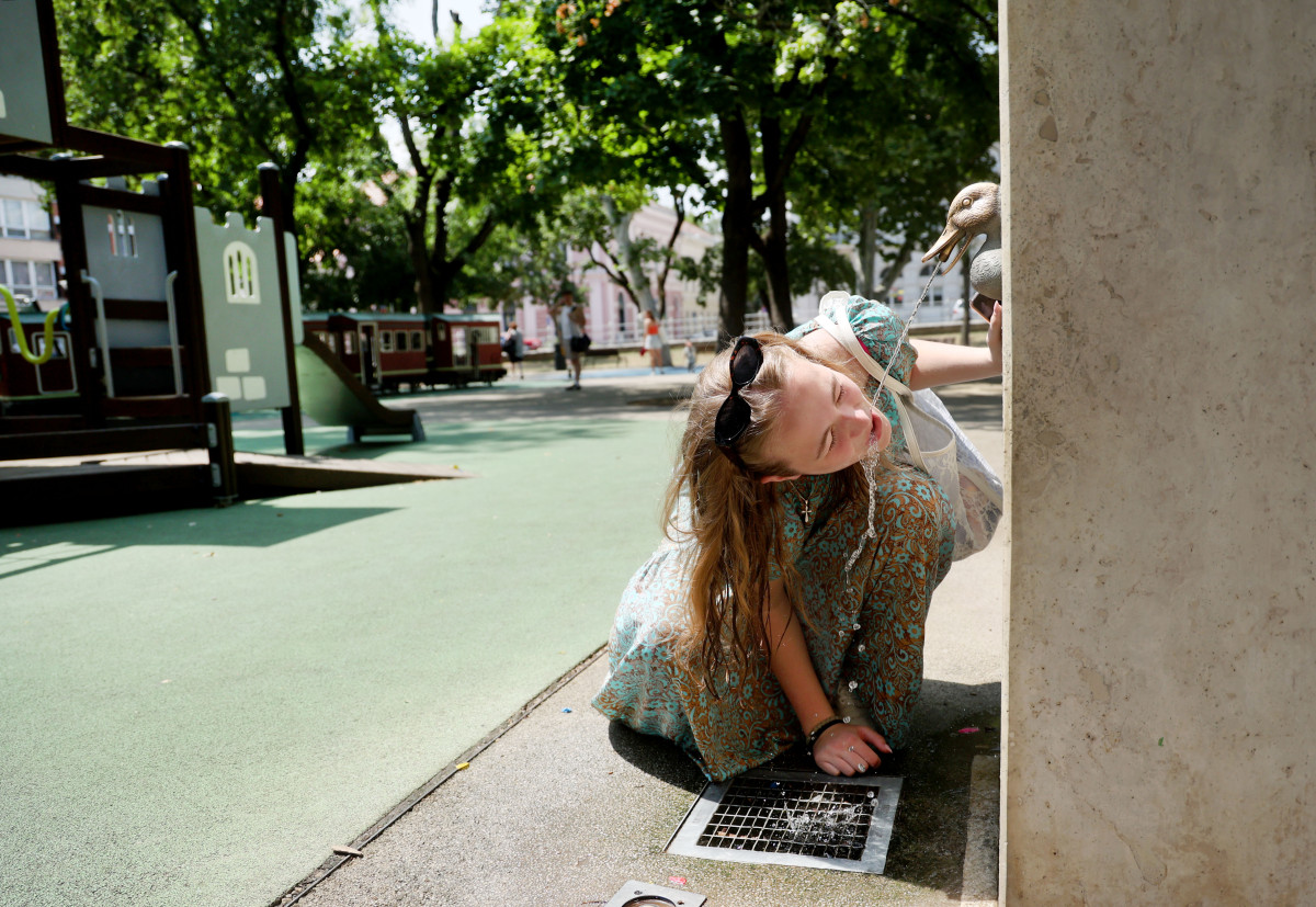 Szeged, 40 fok, nyár, meleg, hőség, kánikula, időjárás, ivókút