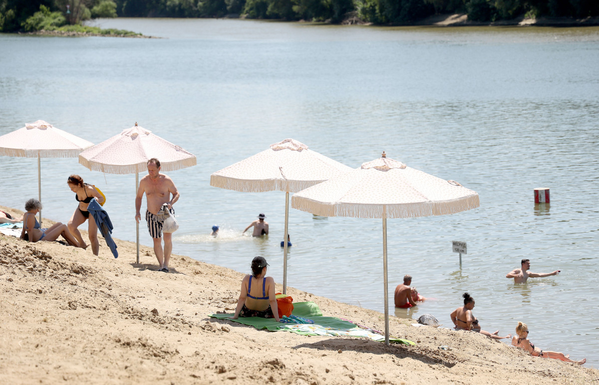 Szeged, Sárga, szabadstrand, strand, nyár, meleg, hőség, kánikula, fürdőzés, napozás, Tisza, Tisza part