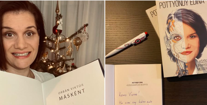 Pottyondy Edina dedikált könyvet kapott Orbán Viktortól