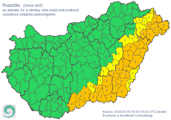 Narancs riasztás ónos eső miatt