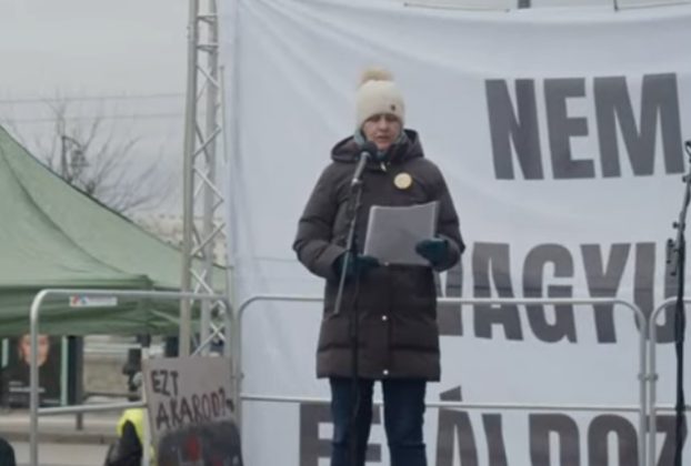 Kozma Éva a Samsung-tüntetésen