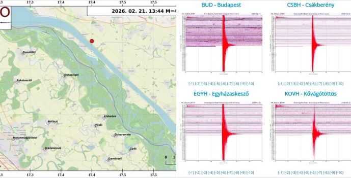 4,35-ös erősségű földrengés volt Mosonmagyaróvárnál