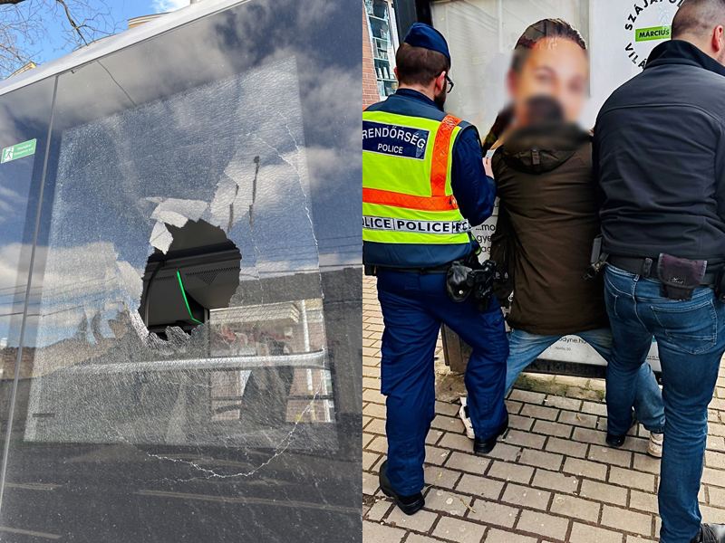 Egy férfi kipróbálta az ablaktörő kalapácsot az egyik debreceni buszon