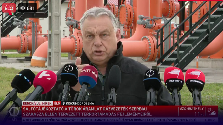 Orbán Viktor és Szijjártó Péter élőben tartott rendkívüli sajtótájékoztatót Kiskundorozsmán, ott, ahol belép a gázvezeték Magyarországra