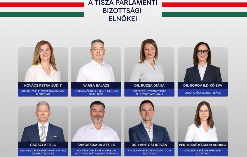 A Tisza Párt parlamenti bizottsági elnökei