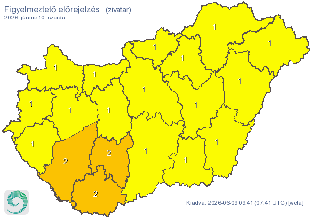 Riasztás veszélyjelzés zivatarok miatt