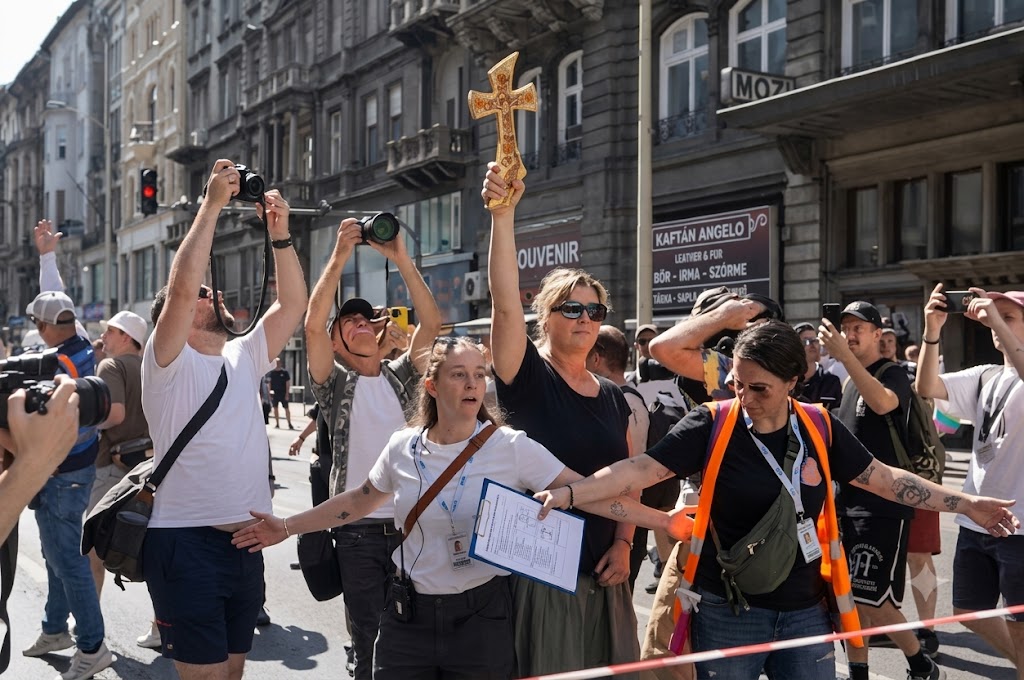 Budaházy Edda kereszttel próbálta megállítani a Pride-ot