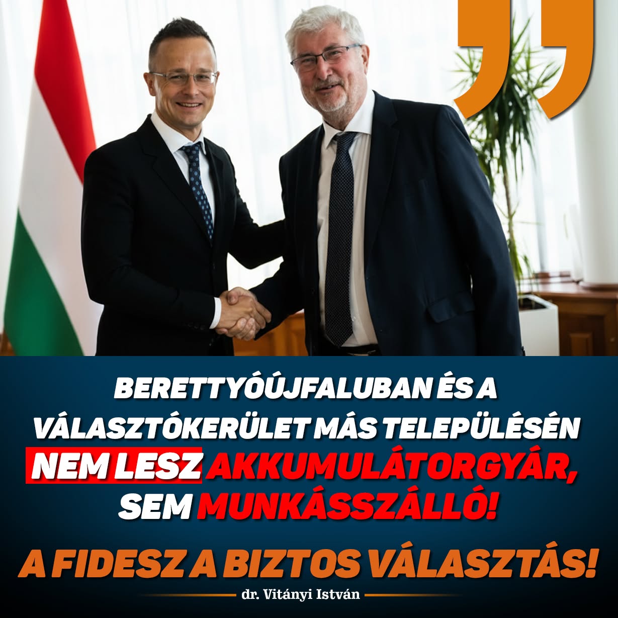 Vitányi István: Berettyóújfaluban nem lesz akkumulátorgyár
